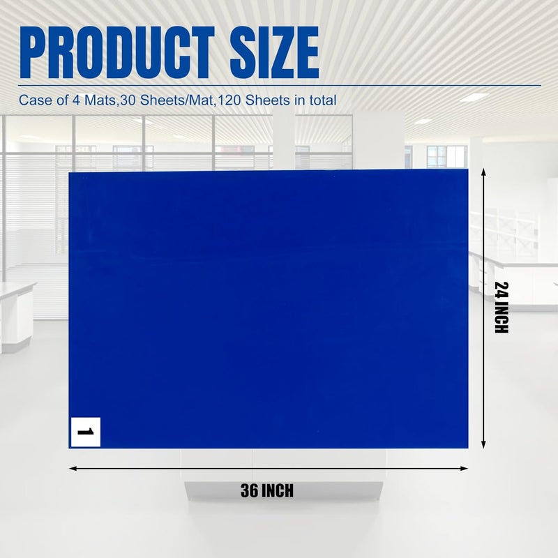 TORIN AD08012B Adhesive/Sticky/Tacky Mats: Collects and Removes Dirt and Dust for a Clean Home, Laboratory, Hospital and More - Includes 4 Boxes of 30 (120 Total) 24x36" Sheets, Blue - Image 2